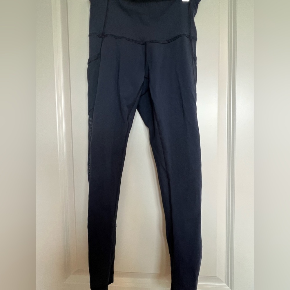 LULULEMON Fit Physique Black Full Length Fishnet Mesh Panels Pockets Legging